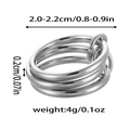 Detailansicht eines silbernen mehrlagigen Rings mit 2,2cm Durchmesser und 0,2cm Dicke - Größe 7 / Dreigliedriger Spiegelpolierter Stil (ZHR1845) / Silber