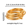 Dettaglio anello a tre strati in oro con specifiche su dimensioni e peso esatto - Taglia 7 / Stile Lucidato a Specchio a Tre Maglie (ZHR1849) / 6mm / Oro