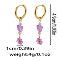 Detail showing dimensions of purple butterfly pearl drop earrings with crystal flower - Purple Butterfly Flower Style (ZA0011) / Gold