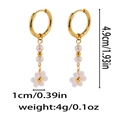 Detailed size specifications for white daisy and pearl drop earrings in gold plating - White Pearl Flower Style (ZA0012) / Gold