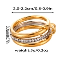 Specifiche dettagliate delle dimensioni dell'anello multistrato oro e argento con zirconi - Taglia 7 / Stile Pavé Impilabile Multistrato alla Moda (ZHR1838) / Oro