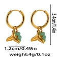 Detail view of gold fishtail earrings with light green glass beads and size measurements - Light Green Fish Tail Beaded Style (ZA0017) / Gold