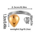 Dimensioni dettagliate dell'anello aperto con ciondoli a goccia bicolore lucidi - Stile Goccia d'acqua Bicolore (ZHR2179)