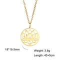 Golden titanium steel necklace with lotus yoga pendant, 18mm disc and 45cm chain - 45+5cm / Gold