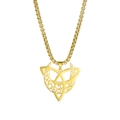 Collana dorata in acciaio inossidabile con pendente a nodo celtico e luna - Luna decorata / Oro