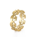 Bague en acier inoxydable doré poli avec motif ajouré de crâne aux yeux de cœur - US 6 / Or