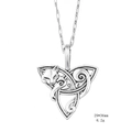 Vintage Viking fox pendant necklace with Celtic knot design on a minimalist leather cord - Cross Chain Style / Antique Silver