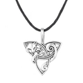 Vintage silver fox pendant necklace with nordic viking fox design on black cord - Wax Cord Style / Antique Silver