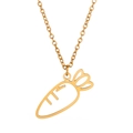 Minimalist gold carrot pendant necklace with hollow design and sleek stainless steel chain - Gold