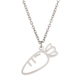 Minimalist silver stainless steel necklace with a hollow carrot pendant and link chain - Steel