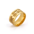 Golden stainless steel mama bear ring featuring a 10mm wide band and animal engravings - US 7 / Gold