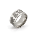 10mm wide silver stainless steel band ring with mama bear engraving and bear silhouettes - US 7 / Steel
