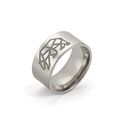 Silver-finish 10mm wide stainless steel ring with a geometric bear engraving - US 7 / Steel