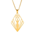 Minimalist stainless steel necklace featuring a gold goddess star pendant on white background - Gold