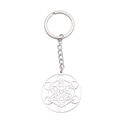 Stainless steel Archangel Metatron Cube keychain with silver geometric pendant for keys - Steel