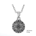 Collar con colgante eslavo de la riqueza y patrones mandala en aleación de zinc retro - Colgante Redondo de Mandala Vintage (Cadena de Cruz) / Plata antigua