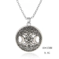 Vintage silver Wicca triple moon pentagram necklace with Celtic knot patterns, 40x35mm size - Cable Chain / Antique Silver