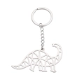 Minimalistischer geometrischer Brachiosaurus-Schlüsselanhänger aus 304 Edelstahl - Silber