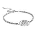 Bracelet Sceau de l'Archange Métatron en acier inoxydable argenté avec chaîne box unisexe - Chaîne boîte / Acier
