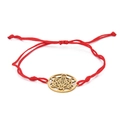 Bracelet tressé rouge avec pendentif doré Cube de Métatron et cordon réglable pratique - Corde macramé / Cordon Rouge Or