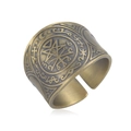 Retro Hip-Hop Breiter Offener Ring mit Mond- und Mystik-Gravuren in Bronze-Optik - Zahl 8 / Antikbronze