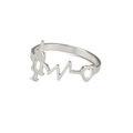 Sleek silver stainless steel ring featuring syringe and heartbeat pulse design - US 7 / Steel
