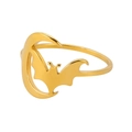 Anello gotico in acciaio inossidabile dorato con luna e pipistrello per Halloween - US 7 / Oro