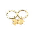 Portachiavi coordinati a forma di puzzle in oro e acciaio inossidabile lucido per coppie - Oro