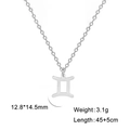 Collar signo zodiacal Géminis dorado con dimensiones del colgante y detalles de longitud - Géminis - Acero