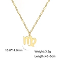Collar signo zodiacal Virgo de acero inoxidable dorado con acabado pulido y cadena O - Virgo - Dorado