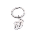 Silver stainless steel baby footprint keychain engraved with custom names Elaine and Mumuxi - Silver - Engraved