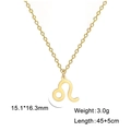 Collar de signo Leo en acero inoxidable dorado con colgante de 15mm y cadena 45cm - Leo - Dorado