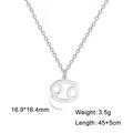 Collar de signo zodiacal Cáncer plateado con colgante geométrico hueco para mujer - Cáncer - Acero
