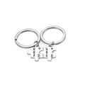 Portachiavi a puzzle personalizzati per coppie in acciaio inossidabile argento lucido - Stile Argento Inciso