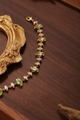 Bracelet doré élégant avec pierres marquises vert clair et zircons clairs de style vintage - Or 18 carats / Vert & Blanc Marquise (ZHB442金)