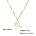 Collar de signo zodiacal Escorpio en acero inoxidable dorado con acabado pulido y cadena ajustable - Escorpio - Dorado