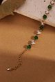 Bracelet coeur doré avec pierres de zircon vertes et blanches alternées et chaîne réglable - Or 18 carats / Vert & Blanc Cœur (ZHB430金)