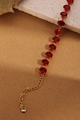 Bracelet doré élégant avec pierres ovales rouge rubis et chaîne ajustable avec cristaux - Or 18 carats / Rouge Foncé Ovale (ZHB439红)
