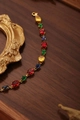 Bracelet luxueux en chaîne dorée avec des pierres de zircone ovales colorées de style rétro - Or 18 carats / Multicolore Ovale (ZHB437金)