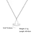 Collar signo Libra en acero inoxidable plateado con colgante de corte geométrico - Libra - Acero