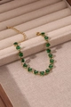 Bracelet doré élégant orné de quinze zircons verts en forme de cœur avec fermoir mousqueton - Or 18 carats / Cœur Vert (ZHB429金)