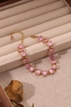 Bracelet élégant en chaîne dorée avec zircons roses rectangulaires et fermoir - Or 18 carats / Gemme Rose Rectangulaire (ZHB435金)