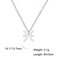 Collar de signo zodiacal Piscis en acero inoxidable plateado con cadena en O y extensión - Piscis - Acero