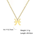 Collar de signo zodiacal Piscis en acero inoxidable dorado con cadena de 45+5cm - Piscis - Dorado