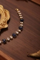 Bracelet chaîne dorée élégant avec zircons rectangulaires bleus et cristaux clairs - Or 18 carats / Gemme Bleue & Blanche Rectangulaire (ZHB453金)