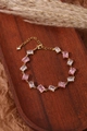 Bracelet chaîne en or élégant avec des pierres en zircone rectangulaires roses - Or 18 carats / Gemme Rose & Blanche Rectangulaire (ZHB440金)