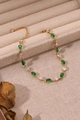 Bracelet vintage en or avec zircons vert émeraude et strass clairs pour femmes - Or 18 carats / Gemme Ovale Verte & Blanche (ZHB431金)