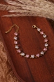 Bracelet élégant en chaîne dorée avec zircons roses et clairs en forme de cœur - Or 18 carats / Rose & Blanc Cœur (ZHB428金)