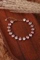 Bracelet élégant en or avec zircons ovales roses et blancs et fermoir mousqueton réglable - Or 18 carats / Rose & Blanc Ovale (ZHB438金)