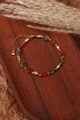 Bracelet doré élégant avec zircons marquises rouges, verts, blancs et fermoir mousqueton - Or 18 carats / Rouge, Vert & Blanc Marquise (ZHB445金)